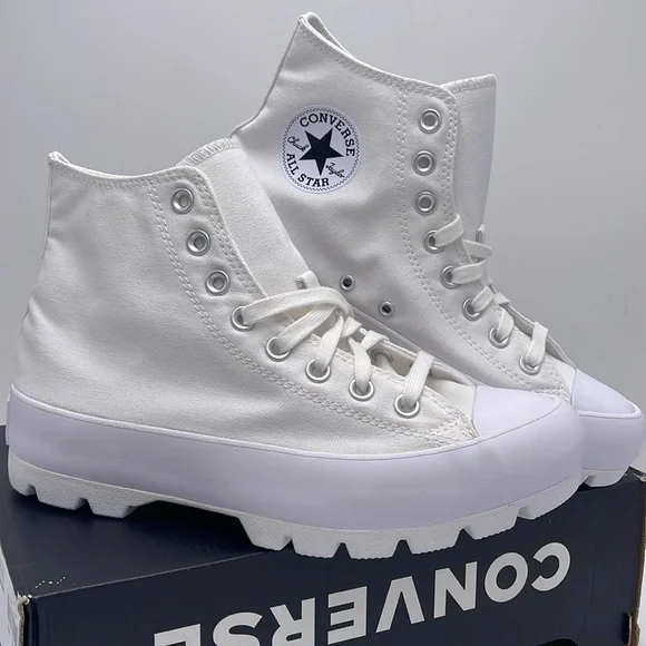 Converse WMNS CTAS LUGGED HI WHITE/BLACK/WHITE 565902C Platforms Sneakers - Picture 7 of 16